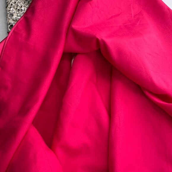 Beaded Rhinestone Bodice Pink Skater Dress Open Back Sleeveless Design Embellish - Picture 8 of 11